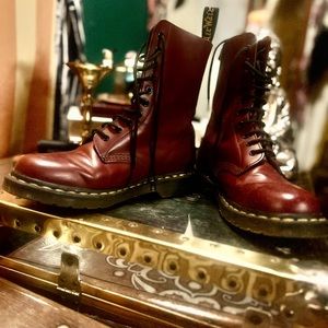 Cherry Red Dr Martens 1490 Boots Size EU41/US9